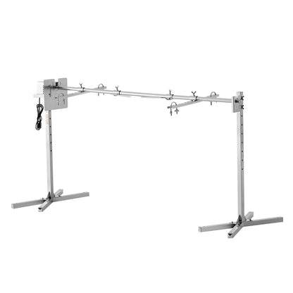Electric BBQ Rotisserie Grill Kit, 56 Inch 132 lbs Capacity, Automatic 52W Motor Height Adjustable Universal Roaster Stand, Stainless Steel Grilling Kit, Spit Rod with Heat Shield for Pig Lamb