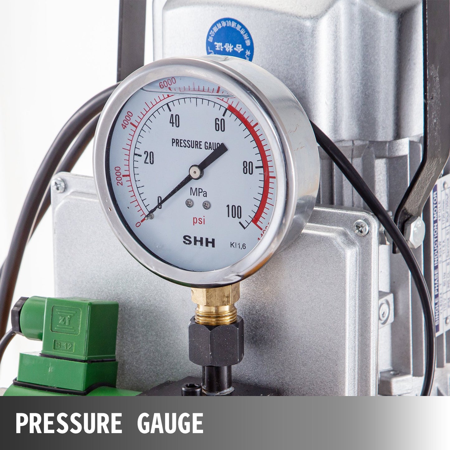 Hydraulic Electric Pump, 750W Hydraulic Driven Pump, 70 MPa(10152 PSI) Single Acting, 220V, Solenoid Pedal, 7L Hydraulic Power Pack Cylinder