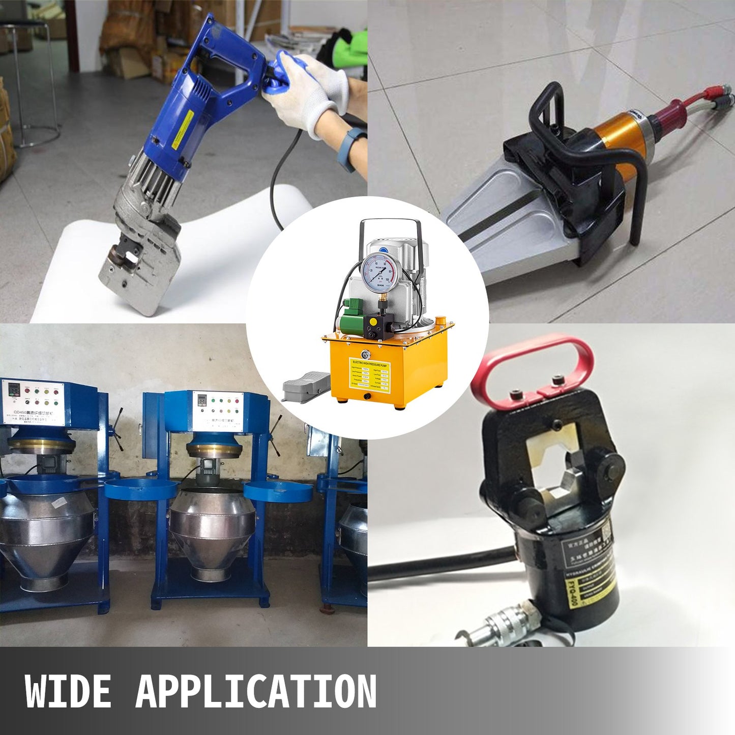 Hydraulic Electric Pump, 750W Hydraulic Driven Pump, 70 MPa(10152 PSI) Single Acting, 220V, Solenoid Pedal, 7L Hydraulic Power Pack Cylinder