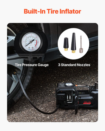 Eldomkraft, 5 ton/11000 lbs, hydraulisk domkraftslyft med inbyggd pump, 12V däckbyte med elektrisk slagnyckel och LED-lampa, bärbar domkraftssats för sedan, SUV, lastbil