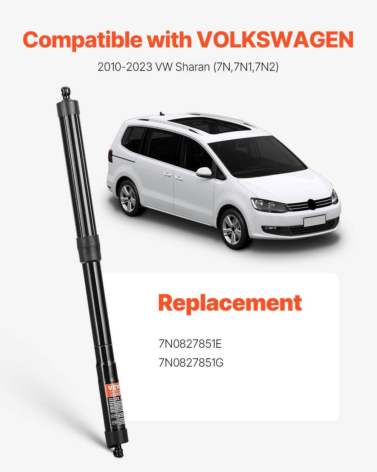 Rear Left & Right Tailgate Power Lift Support, Compatible with 2010-2023 VW Sharan (7N,7N1,7N2), Electric Tailgate Liftgate Power Hatch Shock Strut Replace OE# 7N0827851E 7N0827851G (2PCS)