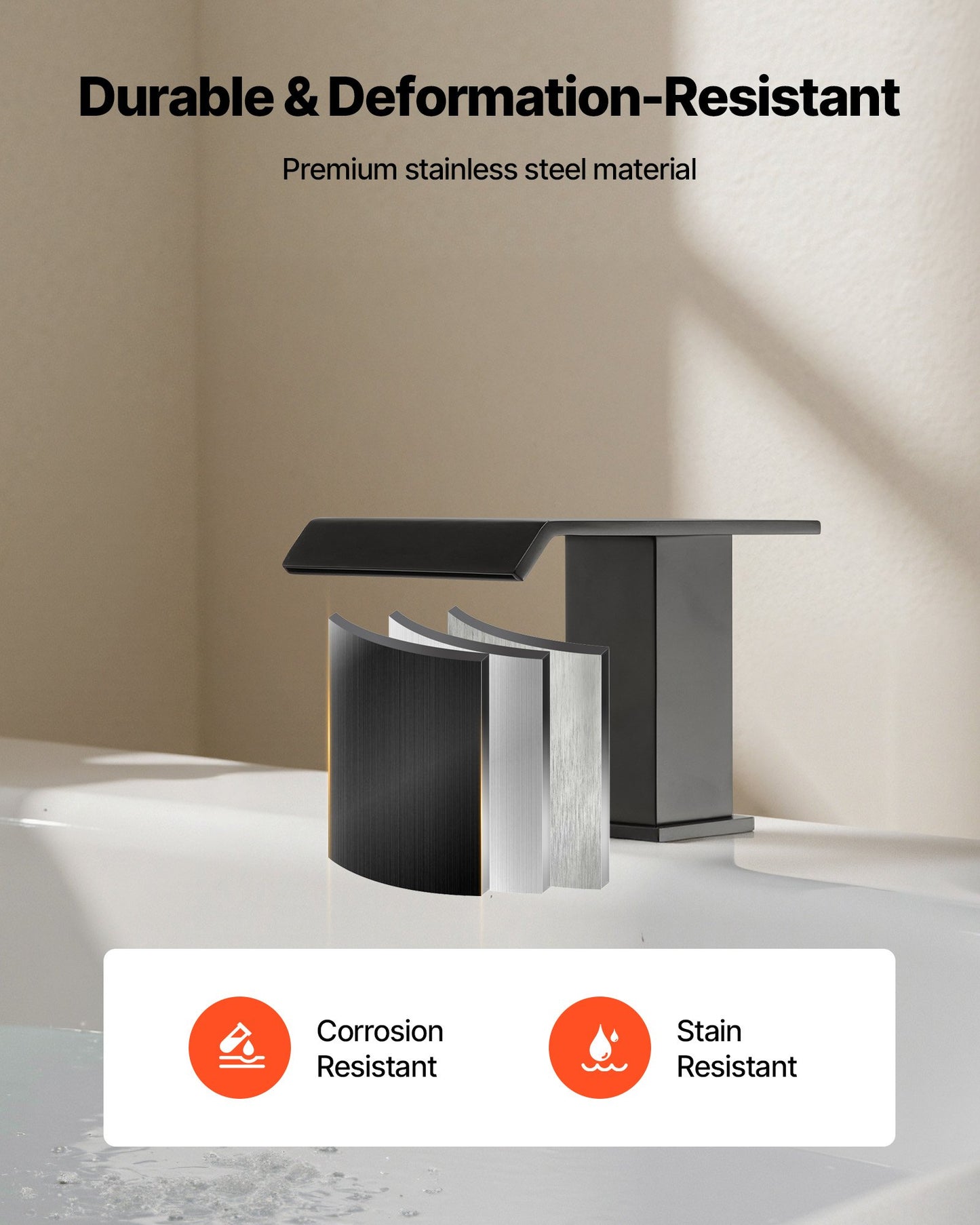 Roman Tub Faucet, 3 Hole Waterfall Bathtub Faucet, Bath Tubs Faucets Set with 2 Handles, Roman Tub Faucets Deck Mount for Pet Washing, Baby Care, Adult Bathing, Matte Black, Stainless Steel