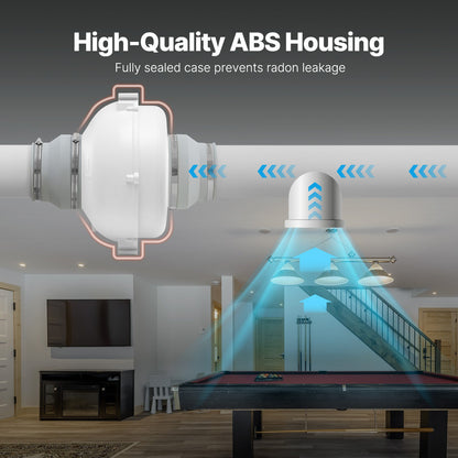 4 to 4.5 inch Radon Mitigation Fan System, Quiet 380 CFM Radon Mitigation Kit with 2 Couplers, Waterproof Radon Fan Electric Inline Duct Fan Exhaust Fan for Indoor Outdoor Ventilation