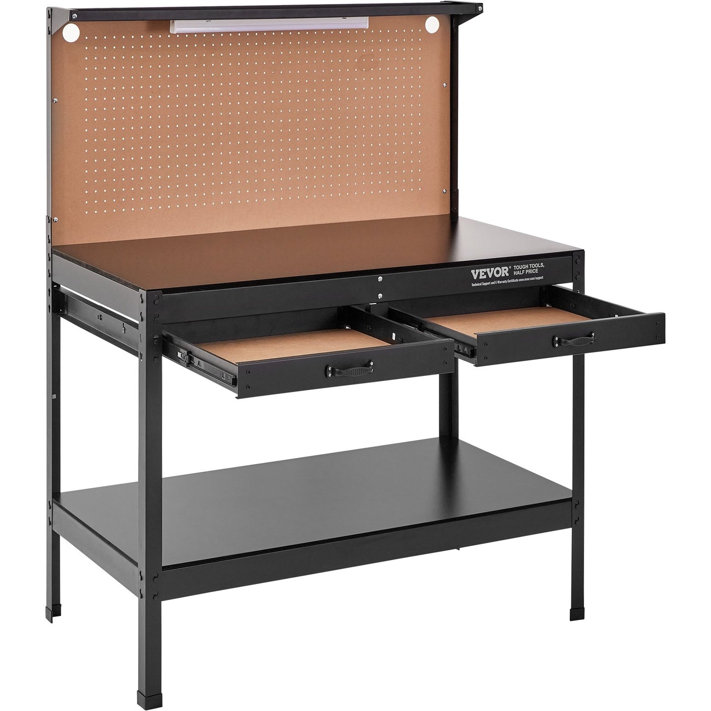 Workbench A3 Steel Work Bench For Garage max. 1500W Heavy Duty Workbench 220lbs Weight Capacity 0.47" Bench top Thickness Hardwood Workbench 1.5m Cable 4xAC outlets 2xUSB ports 30xHooks