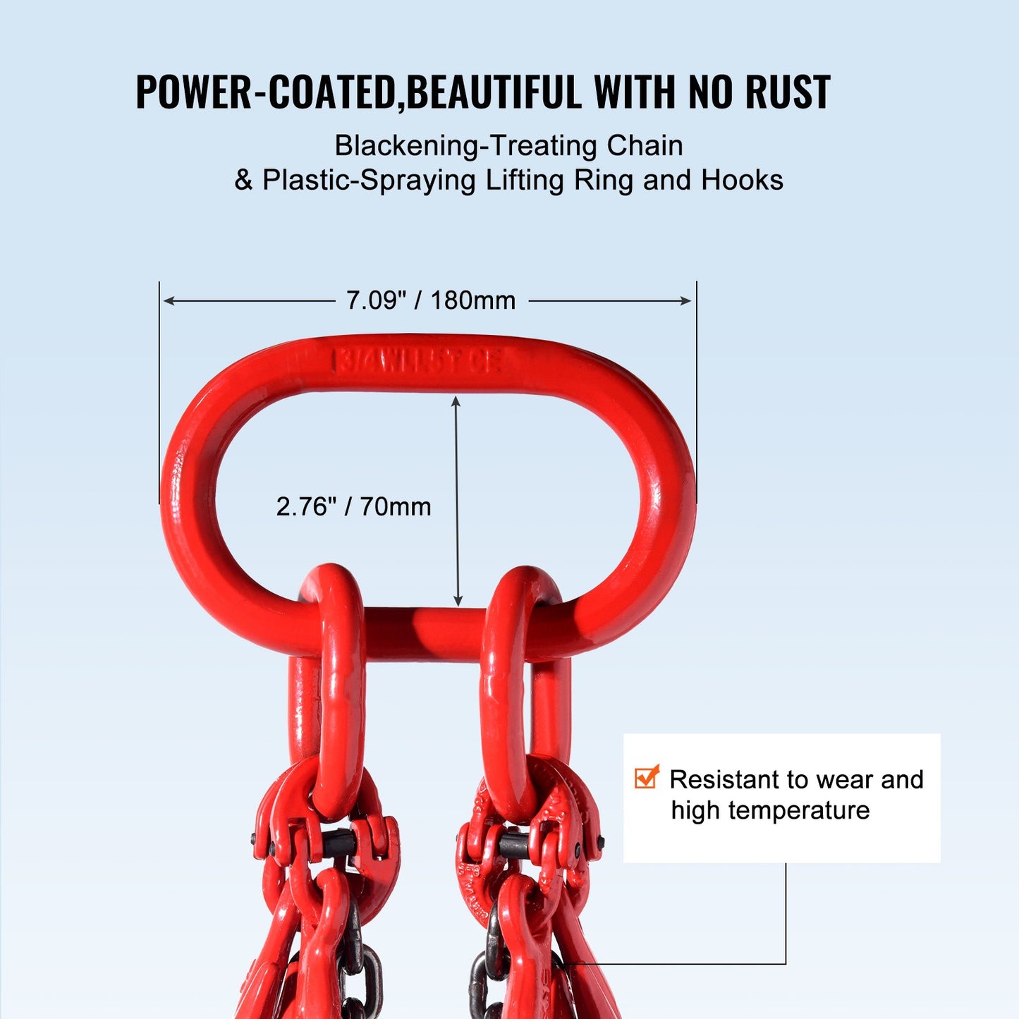 Chain Sling, 1/4 inch x 5 ft Lifting Chains with Hooks, G80 Engine Chain Hoist Lifts, 6600 lbs/3 Ton Lifting Sling Chains for Engine Hoist, Engine Lift Chain with 4 Leg Grab Hooks and Adjusters