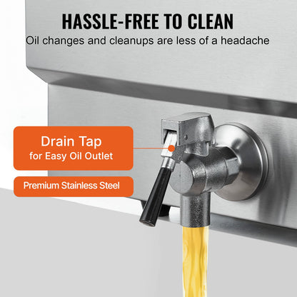 Commercial Deep Fryer, 3000W Electric Turkey Fryer with Basket, Large Capacity 30.6Qt / 29L Countertop Single Oil Fryer, Stainless Steel, Temp Control, for Kitchen Restaurant Use, Silver