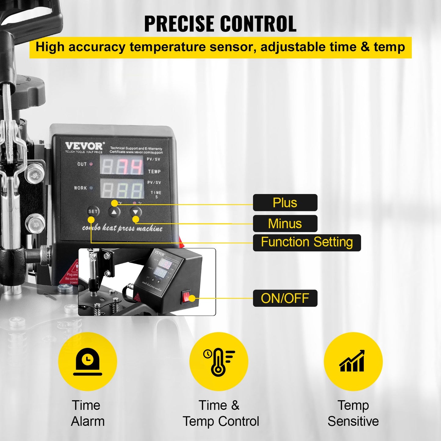 Heat Press Machine, 10x12inch / 25x30cm, 2IN1 Clamshell Sublimation Transfer Printer with Teflon Coated, Digital Precise Heat Control, Powerpress for T-Shirt Hat Cap