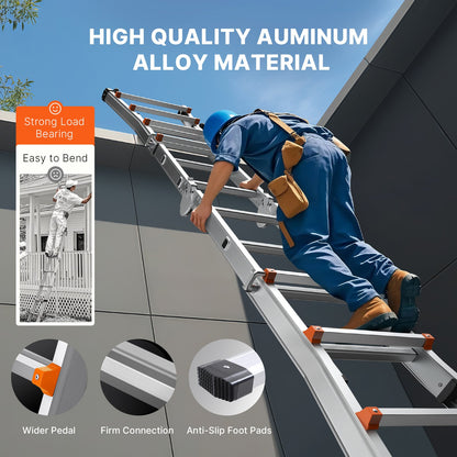 Teleskopstege A-ram, 20,5 fot kompakt förlängningsstege i aluminium, multifunktionell bärbar hopfällbar husbilsstege, teleskopstege för läxtrappor inomhus utomhus tak, 330 lb belastning