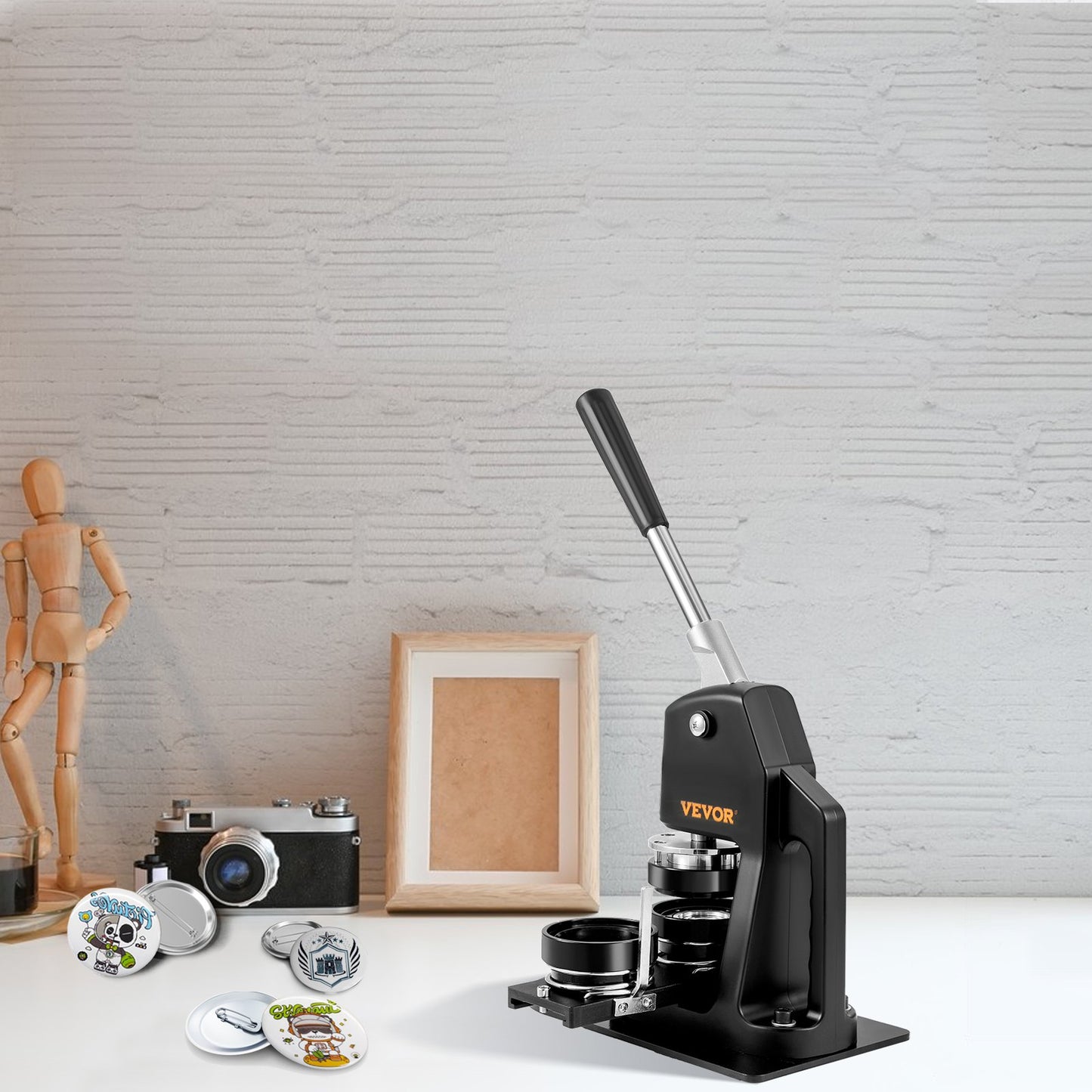 Knappmaskin, flera storlekar 1,25+2,25 tums stanspress för märkesmärken, barn DIY-presenter, knapptillverkningstillbehör med 500 st knappdelar och cirkelskärare och magisk bok