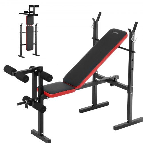Viktbänk, multifunktionell justerbar viktpress för helkroppsträning, 160 kg sit-up-bänk för hemmagym, platt bänk med snabb hopfällbar och snabb justering