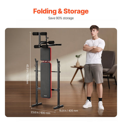 Weight Bench, Multi-Functional Adjustable Weight Bench Press for Full Body Workout, 380lbs Exercise Sit up Bench for Home Gym Strength Training, Flat Bench with Quick Folding & Fast Adjustment