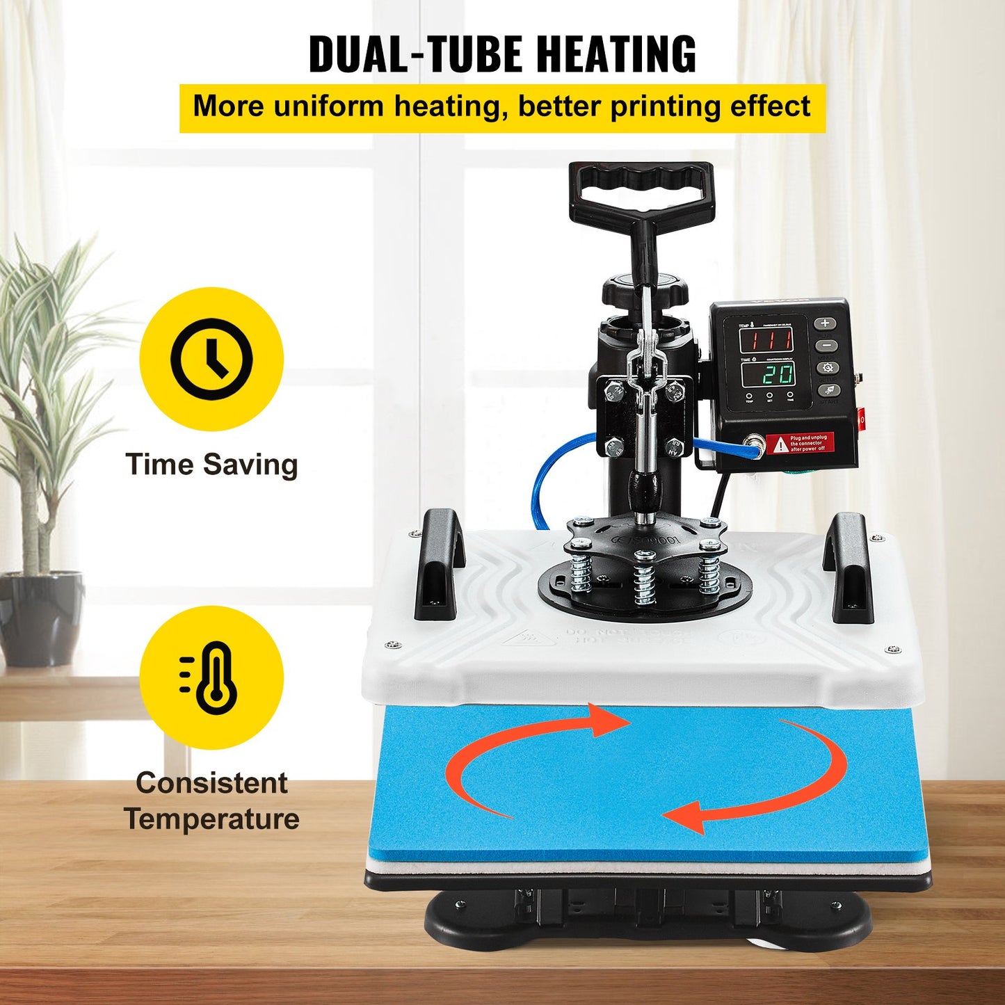 Värmepress 30,5x38,1 cm 10-i-1 värmepress 1000W värmepressmaskin med 360° rotation, svängbar vit värmepress, T-shirtsublimeringsmaskin, dubbelrörsvärme för gör-det-själv-pennor, kepsar, muggar och skjortor