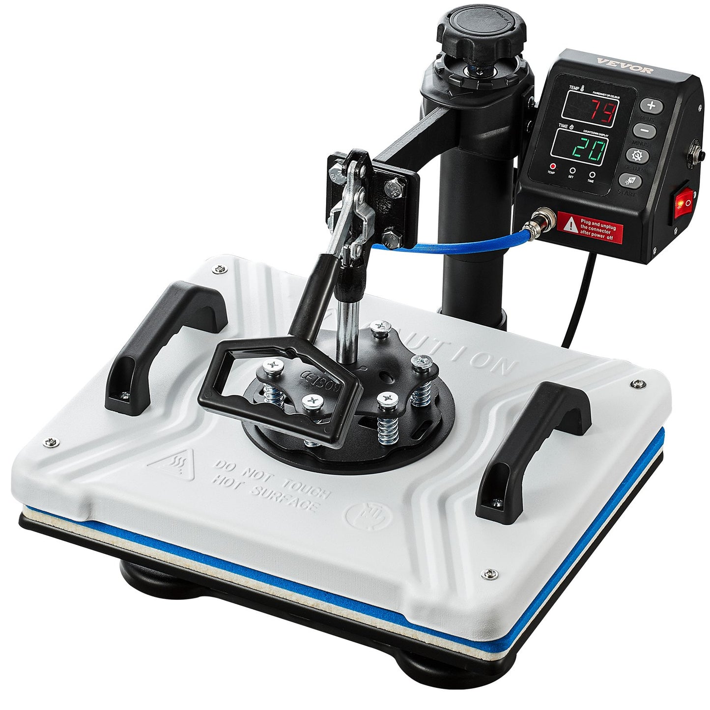 Värmepress 30,5x38,1 cm 10-i-1 värmepress 1000W värmepressmaskin med 360° rotation, svängbar vit värmepress, T-shirtsublimeringsmaskin, dubbelrörsvärme för gör-det-själv-pennor, kepsar, muggar och skjortor