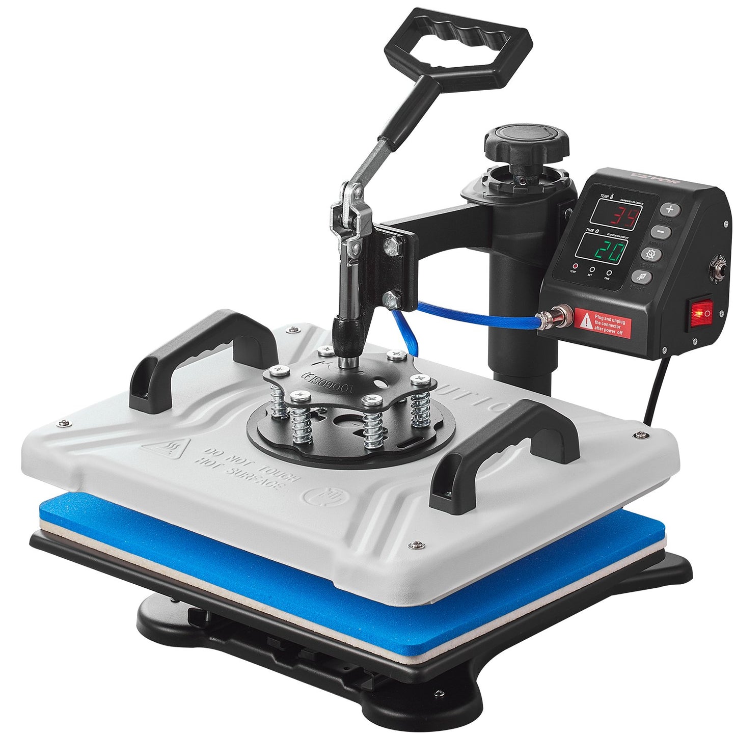 Värmepress 30,5x38,1 cm 10-i-1 värmepress 1000W värmepressmaskin med 360° rotation, svängbar vit värmepress, T-shirtsublimeringsmaskin, dubbelrörsvärme för gör-det-själv-pennor, kepsar, muggar och skjortor