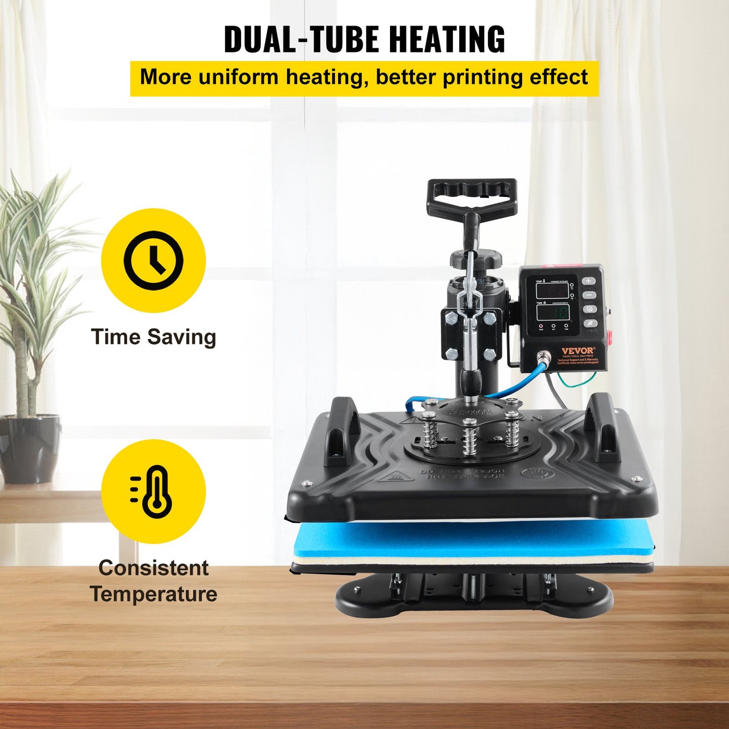 Värmepress 30,5x38,1 cm 10-i-1 värmepress 1000W värmepressmaskin med 360° rotation, svängbar svart 10-i-1 T-shirt sublimeringsmaskin, dubbelrörsvärme för gör-det-själv-pennor, kepsar, muggar och skjortor