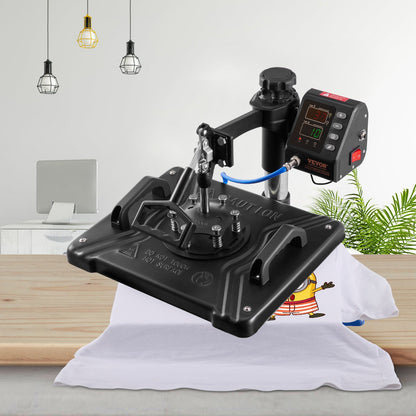 Värmepress 30,5x38,1 cm 10-i-1 värmepress 1000W värmepressmaskin med 360° rotation, svängbar svart 10-i-1 T-shirt sublimeringsmaskin, dubbelrörsvärme för gör-det-själv-pennor, kepsar, muggar och skjortor
