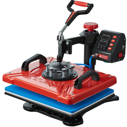 Värmepress 30,5x38,1 cm 10-i-1 värmepress 1000W värmepressmaskin med 360° rotation, svängbar röd värmepress, T-shirt sublimeringsmaskin, dubbelrörsvärme för gör-det-själv-pennor, kepsar, muggar och skjortor