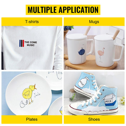 Heat Press 30.5 x 38.1 cm 5 In 1 Heat Press 1250W Heat Press Machine Swing Away White Heat Press T-Shirt Sublimation Printer Transfer 360 Degree Rotation for DIY Shoes Hat and T-Shirts