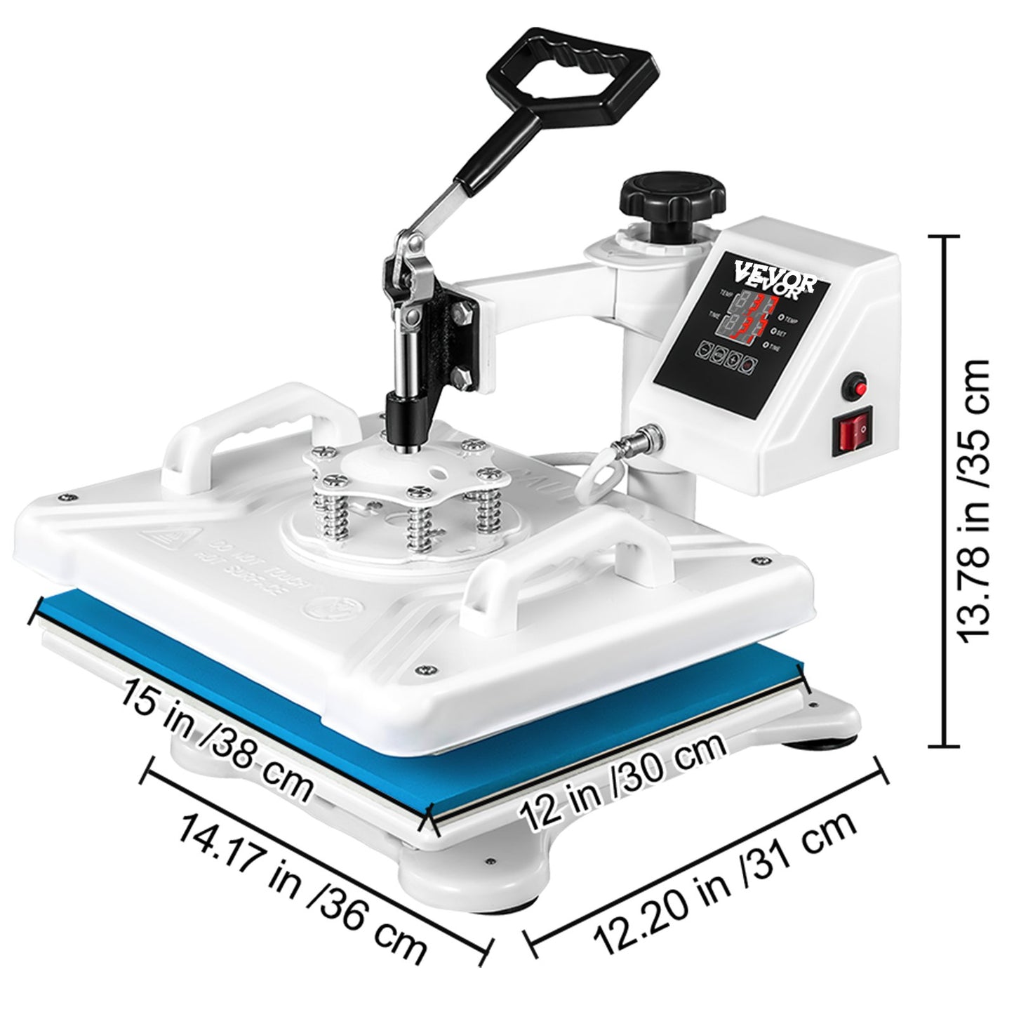 Heat Press 30.5 x 38.1 cm 5 In 1 Heat Press 1250W Heat Press Machine Swing Away White Heat Press T-Shirt Sublimation Printer Transfer 360 Degree Rotation for DIY Shoes Hat and T-Shirts