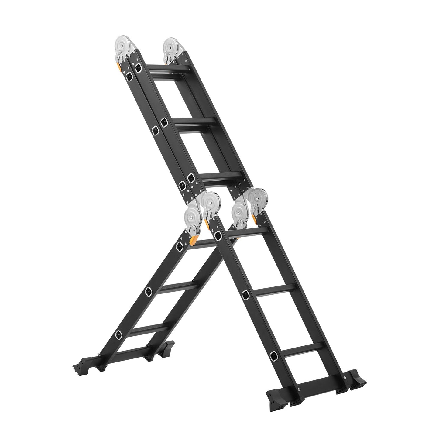 Multi-Purpose Folding Ladder, 7-in-1 Tall Extension Step Ladder, A Frame 3 Step with Scaffolding Plank Telescoping Ladder, 12ft Reach Height Heavy Duty Ladder, 330 lbs Capacity for Home Outdoor