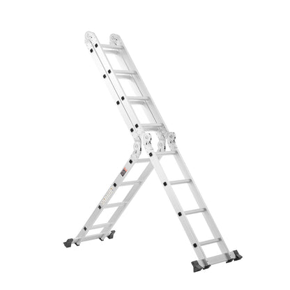 Multi-Purpose Folding Ladder, 7-in-1 Tall Extension Step Ladder, A Frame 4 Step Telescoping Ladder, 15.5ft Reach Height Heavy Duty Adjustable Ladder, 330 lbs Capacity for Home Outdoor