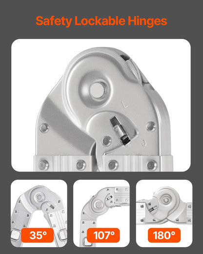 Multi-Purpose Folding Ladder, 7-in-1 Tall Extension Step Ladder, A Frame 5 Step Telescoping Ladder, 19ft Reach Height Heavy Duty Adjustable Ladder, 330 lbs Capacity for Home Outdoor Metal