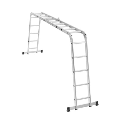 Multi-Purpose Folding Ladder, 7-in-1 Tall Extension Step Ladder, A Frame 5 Step Telescoping Ladder, 19ft Reach Height Heavy Duty Adjustable Ladder, 330 lbs Capacity for Home Outdoor Metal