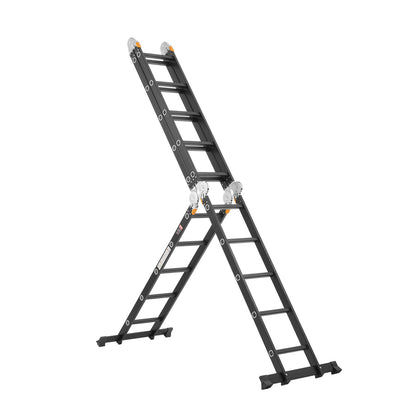 Multi-Purpose Folding Ladder, 7-in-1 Tall Extension Step Ladder, A Frame 5 Step Telescoping Ladder, 19ft Reach Height Heavy Duty Adjustable Ladder, 330 lbs Capacity for Home Outdoor