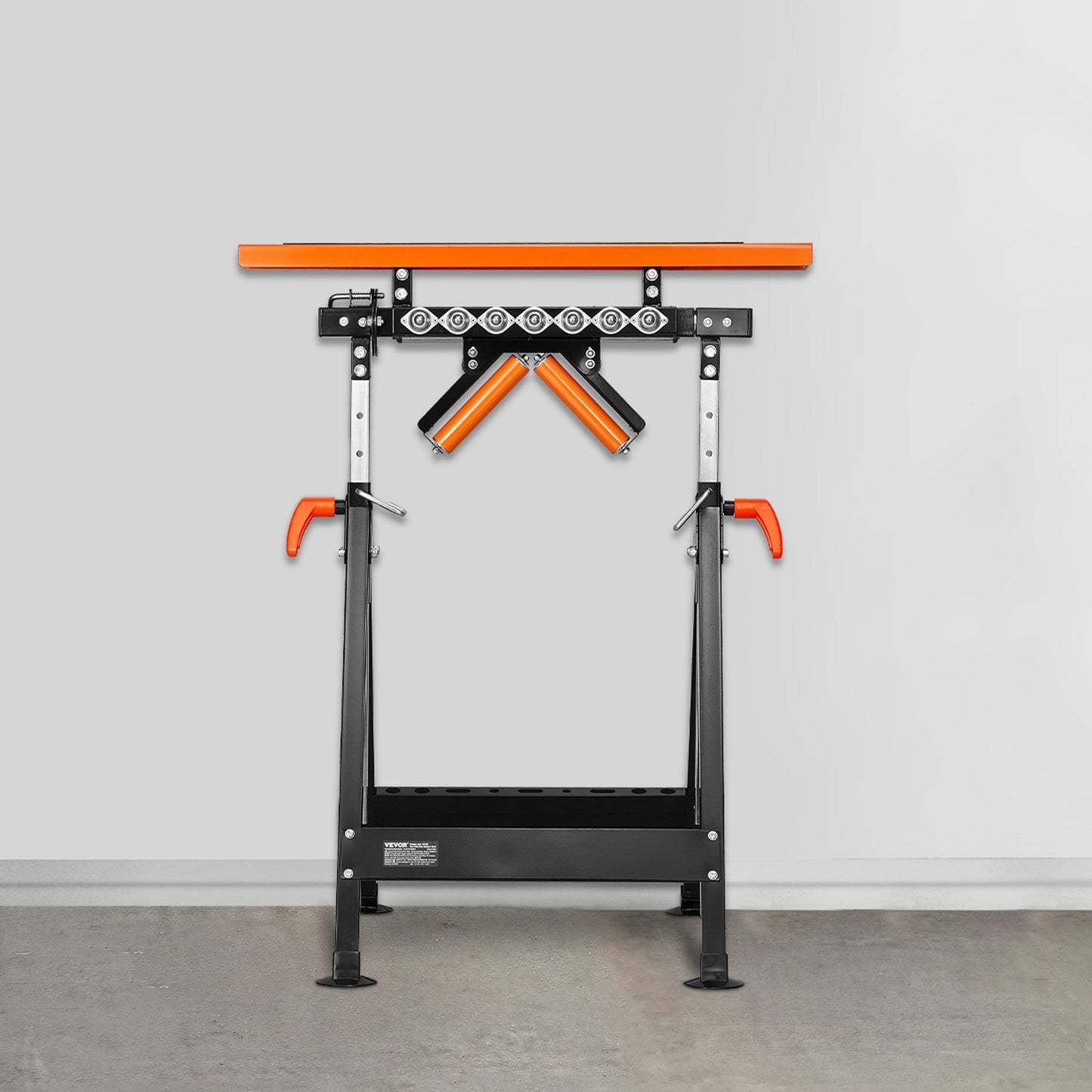 4-in-1 Roller Stand, 200 kg(440 lb) Load Capacity, 84-127 cm(33-50 in) Adjustable Height, Folding Heavy Duty with Rack & Polished Multi-directional Roller Head, for Table Saw Outfeed Woodworking Extension Support