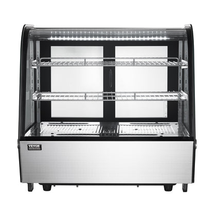 Refrigerated Display Case, 4.2 Cu.Ft./115L Countertop Pastry Display Case, 2-Tier Commercial Display Refrigerator with LED Lighting, TURBO Cooling, Frost-Free Air-Cooling, for Bakery