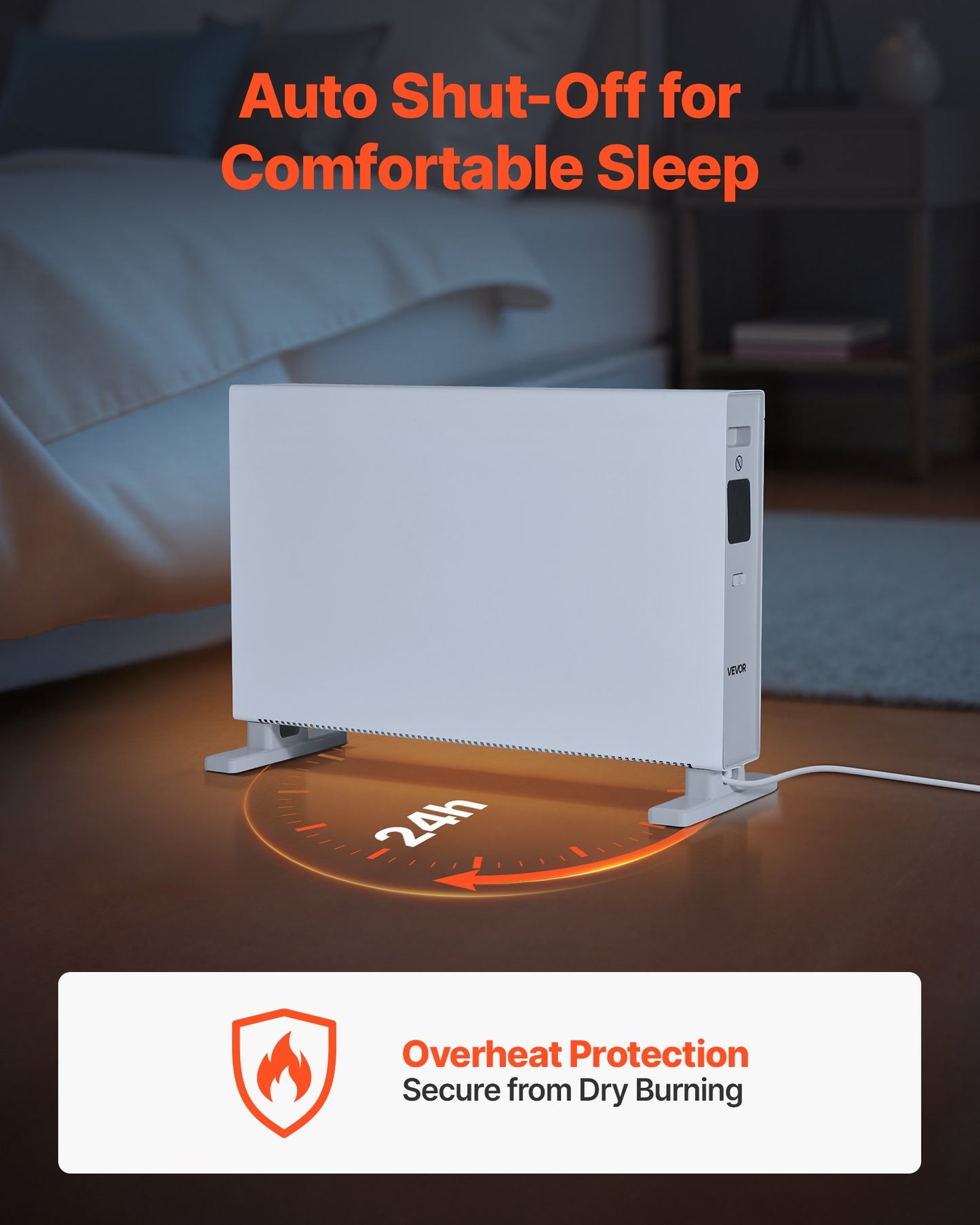 Convection Panel Heater, 2000W Electric Panel Space Heater with Remote & Touch Control, 3 Modes, 24H Timer, Stand or Wall Mount Design with Anti-Tipping & Overheat Protection for Home and Office