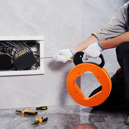 Fish Tape Wire Cable Line Puller 60,96 m 4,7 mm (200ft 3/16in) Fiberglass High Plastic Case