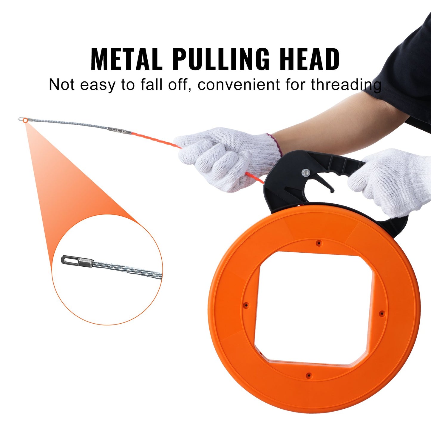 Fish Tape Wire Cable Line Puller 30.5 m, 6.35 mm(100-foot, 1/4-inch) PET with High Plastic Case