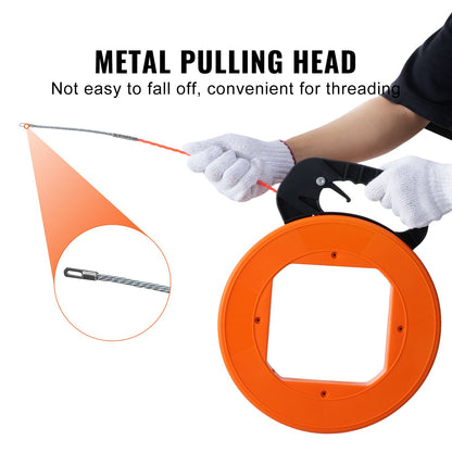 Fish Tape Wire Cable Line Puller 30.5 m, 6.35 mm(100-foot, 1/4-inch) PET with High Plastic Case