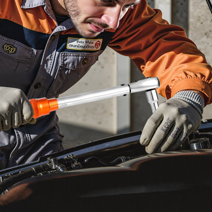 Click Torque Wrench Set, 3/8 Inch Drive, 5-60 N.m / 3.7-44.3 lbf.ft, Dual-direction, 72-Tooth, ±3% High Precision, with Sockets, Bits, Extension Bar, Spark Plug Sockets, Adapter, Orange