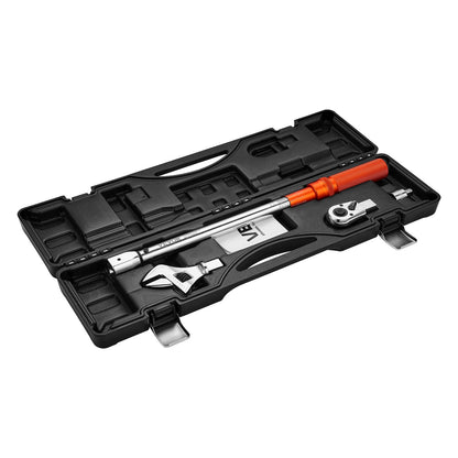 Adjustable Click Torque Wrench, 1/2 Inch Drive, 20-160 lbf-ft/27.1-216.8 N.m, Dual-direction and Dual Range Scales, 72-Tooth, ±2% Precision, with Adapter Interchangeable Jaw and Ratchet Head