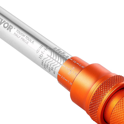 Click Torque Wrench Set, 1/4Inch Drive, 20-240 lbf-in / 2.3-27.1N.m, Dual-direction and Dual Range Scales, 72-Tooth, ±3% High Precision, with Bits, Sockets, Adapters, Extension Bar, Orange