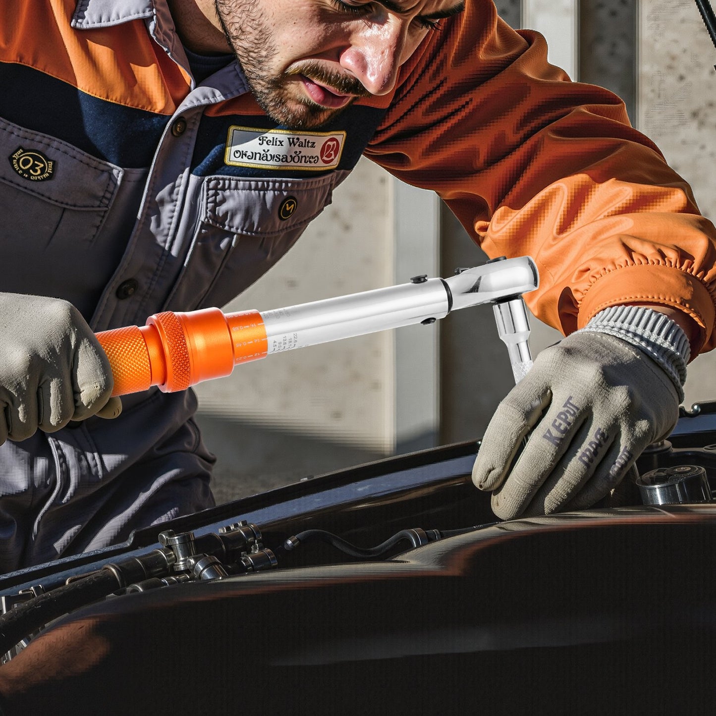 Click Torque Wrench Set, 1/4Inch Drive, 20-200lbf-in/2.3-22.6N.m, Dual-direction and Dual Range Scales, 72-Tooth, ±3% High Precision, with Bit Sockets, Extension Bar, for Bicycle Repair, Orange