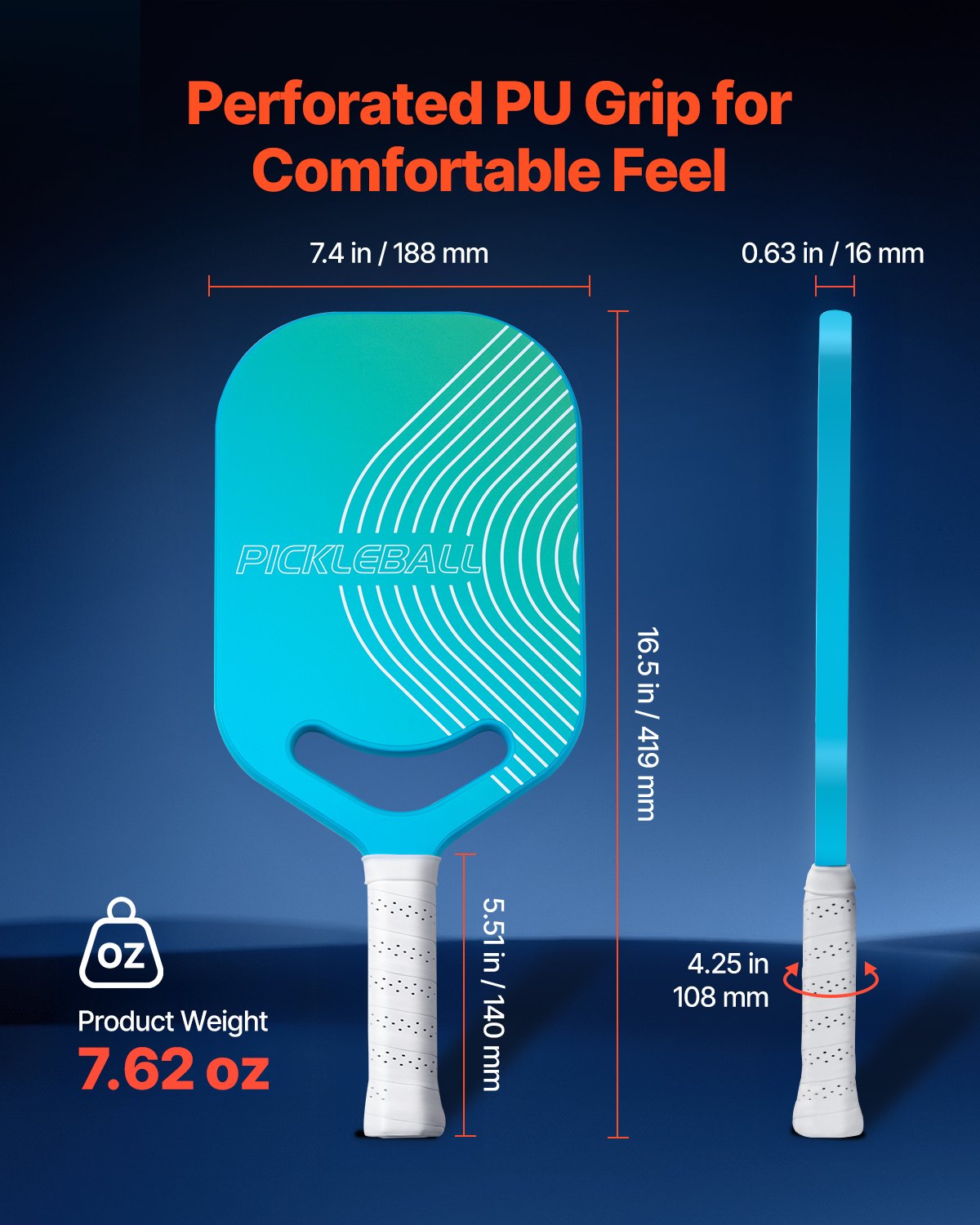 Pickleball-paddel med aerodynamisk hals, T700-kolfiberyta och kärna i honungskaka, professionellt pickleball-paddel med ökad kraft, kontroll och spinn, pickleball-racket för vuxna, män och kvinnor