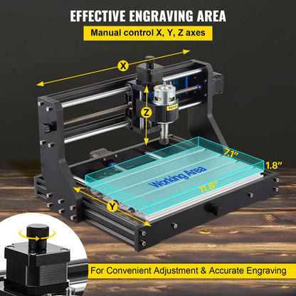 CNC 3018 Pro 300×180×45 mm CNC-maskin GRBL-styrd minigravör med offline-styrenhet 3-axlig gravyrmaskin för snidning, fräsning, plast, akryl, PVC, trä