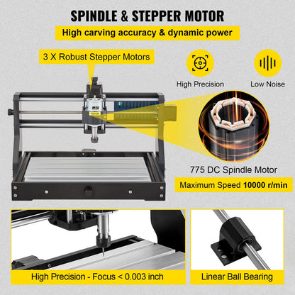 CNC 3018 Pro 300×180×45 mm CNC-maskin GRBL-styrd minigravör med offline-styrenhet 3-axlig gravyrmaskin för snidning, fräsning, plast, akryl, PVC, trä