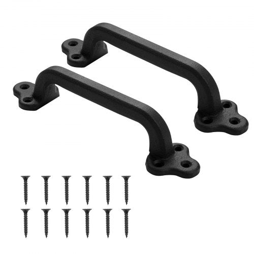 Ladugårdsdörrshandtag, 2 st. 231 mm rustikt staketgrindshandtag, rostbeständig beläggning, kraftiga utomhusgrindshandtag i kolstål, enkel att installera, skjutdörrshandtag i metall för garage, förråd och garderob