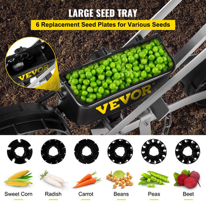 Garden Seeder, Metal Precision Garden Push Seeder With 6 Seed Plates, Walk-Behind Row Crop Planter, Manual Garden Lawn Spreader for Sowing Seeds, Backyard Agriculture for Various Seeds
