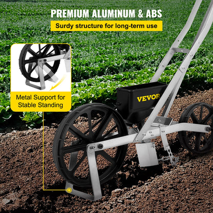 Garden Seeder, Metal Precision Garden Push Seeder With 6 Seed Plates, Walk-Behind Row Crop Planter, Manual Garden Lawn Spreader for Sowing Seeds, Backyard Agriculture for Various Seeds
