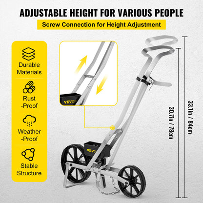 Garden Seeder, Metal Precision Garden Push Seeder With 6 Seed Plates, Walk-Behind Row Crop Planter, Manual Garden Lawn Spreader for Sowing Seeds, Backyard Agriculture for Various Seeds