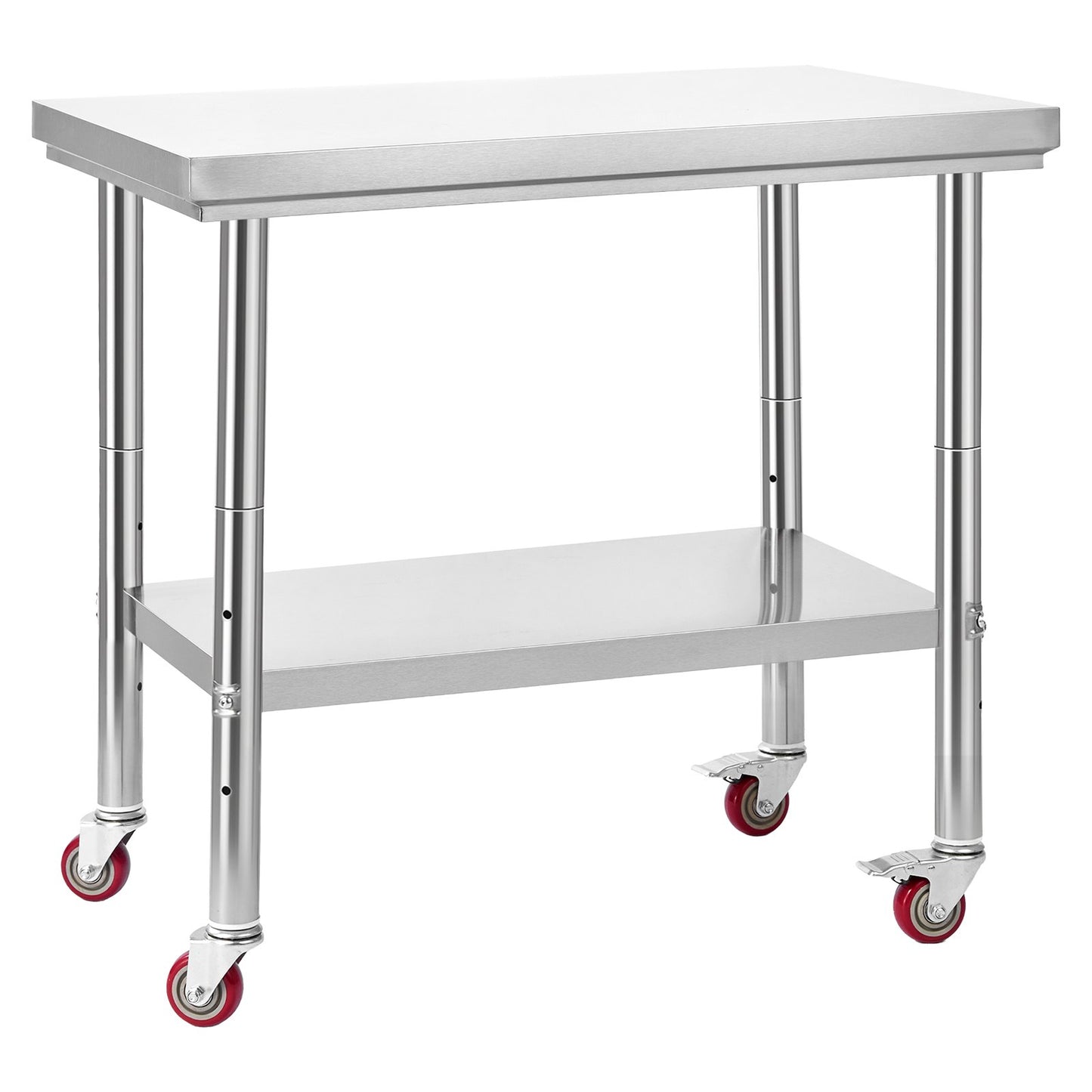 Stainless Steel Table, 60 x 90 cm Food Prep Worktable with Wheels, Kitchen Prep Table with Adjustable Undershelf Workstations for Commercial Kitchen, Restaurant, Hotel and Garage, Outdoor