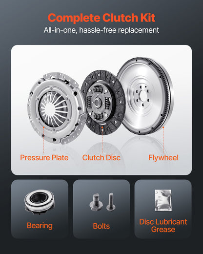 Kopplingssats med svänghjul, Extra kraftig OEM-kopplingssats, OEM-ersättningskopplingssats för växellåda, kompatibel med Audi A3 (8P1) från 2003-2010, A3 Cabriolet (8P7) från 2008-2009, A3 Sportback (8PA) från 2004-2010.