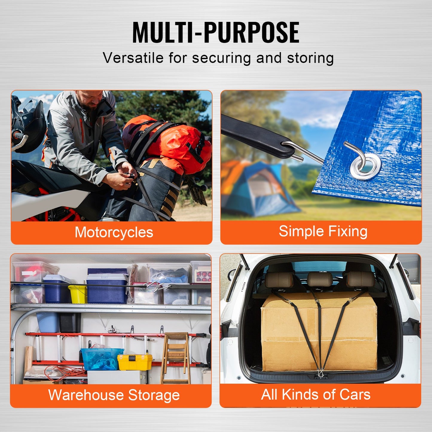 50 Piece Flat Bungee Cord, 19.8 mm Heavy Duty Bungee Straps with Steel S-Hooks, 21" Elastic Bungee Rope for Cargo, Tarps, Trucks and Tent, Black