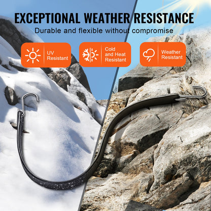 20 Piece Flat Bungee Cord, 20 mm Heavy Duty Bungee Straps with Steel S-Hooks, Includes 15", 21", 36", Elastic Bungee Rope for Cargo, Tarps, Trucks and Tent, Black