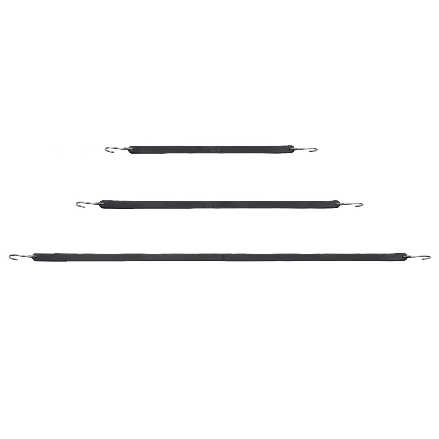 20 Piece Flat Bungee Cord, 20 mm Heavy Duty Bungee Straps with Steel S-Hooks, Includes 15", 21", 36", Elastic Bungee Rope for Cargo, Tarps, Trucks and Tent, Black